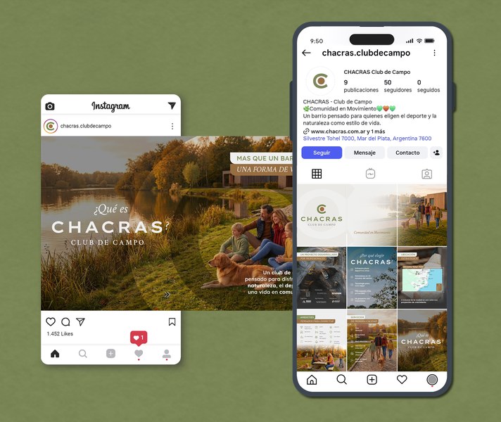 Portada del proyecto Chacras: publicación y feed de Instagram